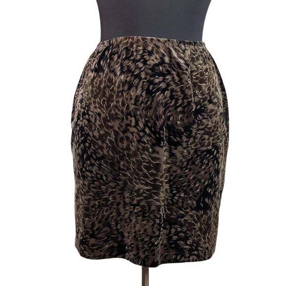 Carole Little 16 Gold Velvet Feather Pencil Skirt Sparkly Evening Fits 1X 2X 3X - Picture 2 of 9
